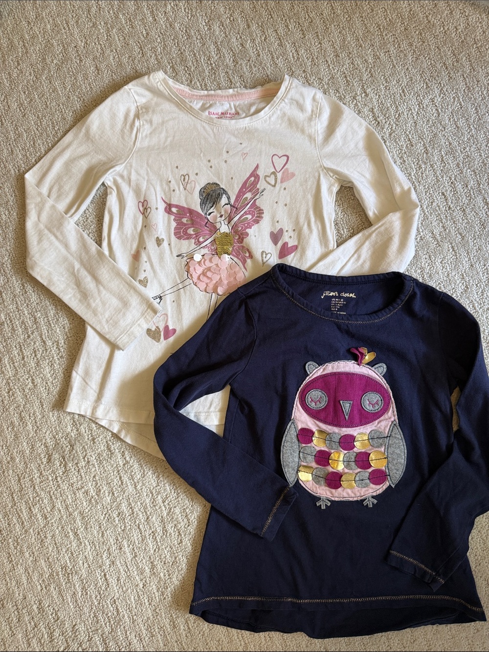 Girls Long Sleeve Graphic T-Shirt Lot Owl Fairy Size 5-6